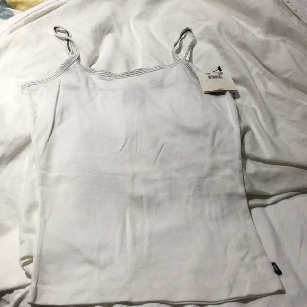 Mossimo White tank M grey stitch straps NWT